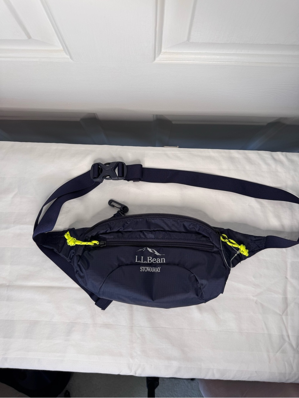 L.L. Bean Navy Stowaway Belt Pack with Neon Accents